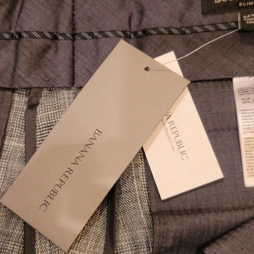 Banana Republic Slim Fit 100% Linen Dress Pants 34x32 Gray NWT